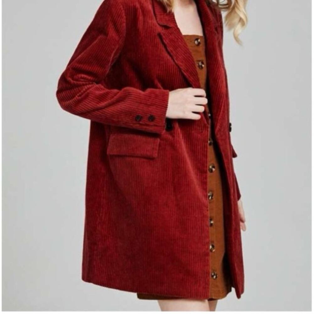 Altar'd State Soft Crushed Velvet corduroy Burgundy blazer jacket SZ Medium
